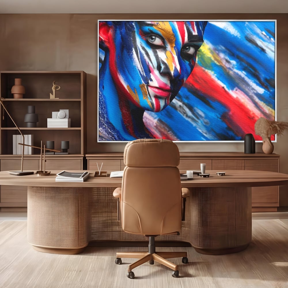 Leinwand Premium Canvas Wandkunst, LuxCanva® G1088, Frau Avatar, Regenbogen, Charisma, Augen, Grün, Augen, Grün, Blick, Gesicht, Schatten, Herr, Foto, Shooting, Wohnen, Schlafzimmer