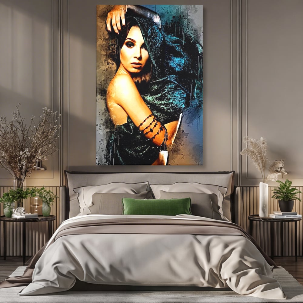 Tablou Canvas Premium, LuxCanva® G1089, Regina Intunecata, Umbre, Enigmatica, Taina, Privire, Dramatism, Mister, Sexy, Negru, Living, Dormitor