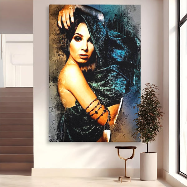 Tablou Canvas Premium, LuxCanva® G1089, Regina Intunecata, Umbre, Enigmatica, Taina, Privire, Dramatism, Mister, Sexy, Negru, Living, Dormitor