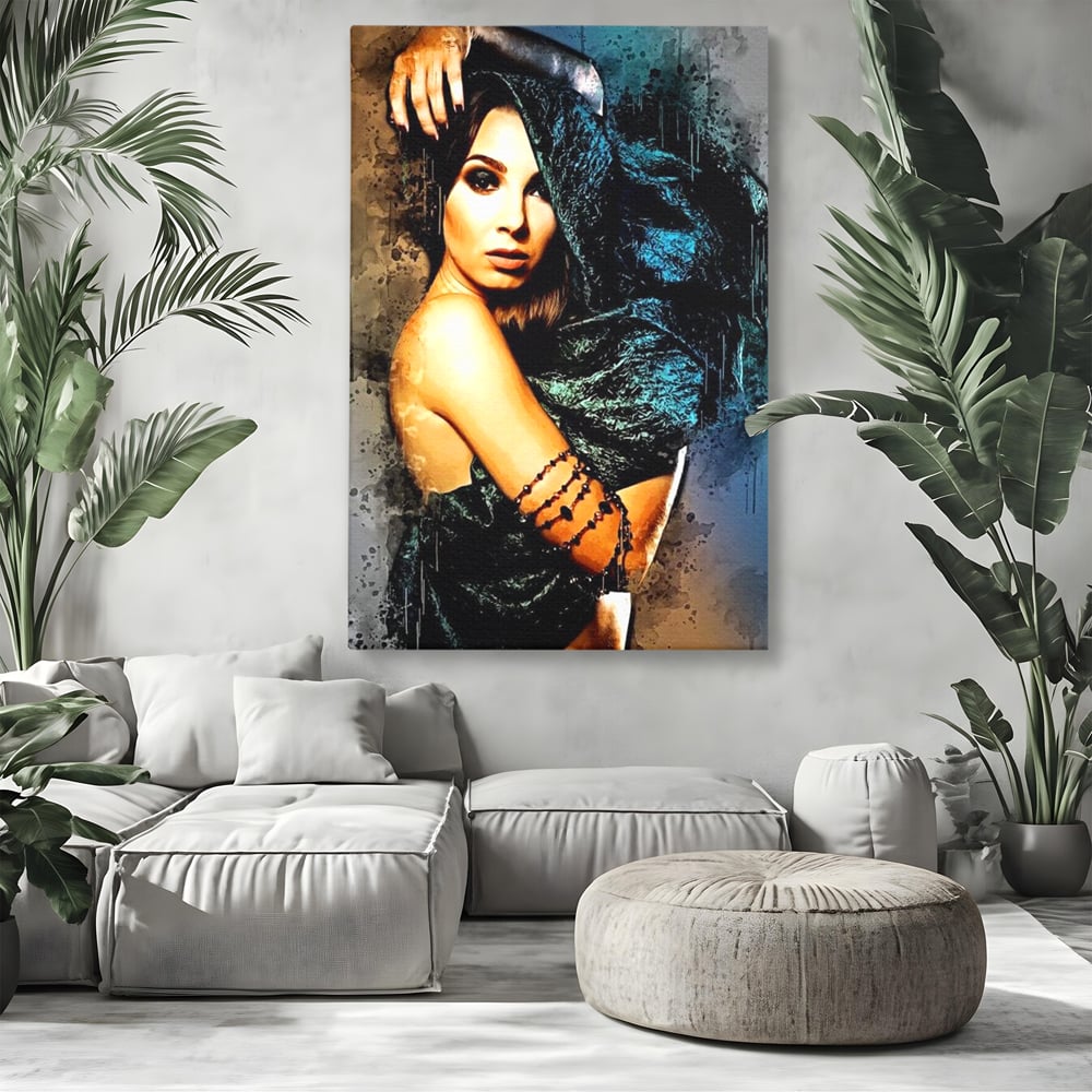 Tablou Canvas Premium, LuxCanva® G1089, Regina Intunecata, Umbre, Enigmatica, Taina, Privire, Dramatism, Mister, Sexy, Negru, Living, Dormitor