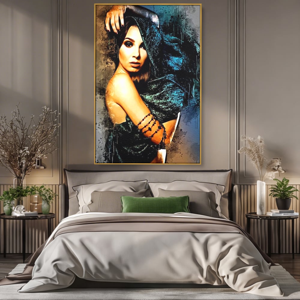 Tablou Canvas Premium, LuxCanva® G1089, Regina Intunecata, Umbre, Enigmatica, Taina, Privire, Dramatism, Mister, Sexy, Negru, Living, Dormitor