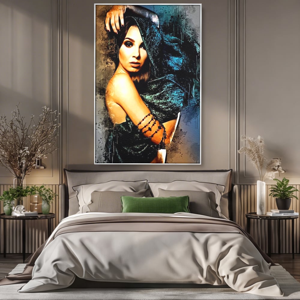 Tablou Canvas Premium, LuxCanva® G1089, Regina Intunecata, Umbre, Enigmatica, Taina, Privire, Dramatism, Mister, Sexy, Negru, Living, Dormitor