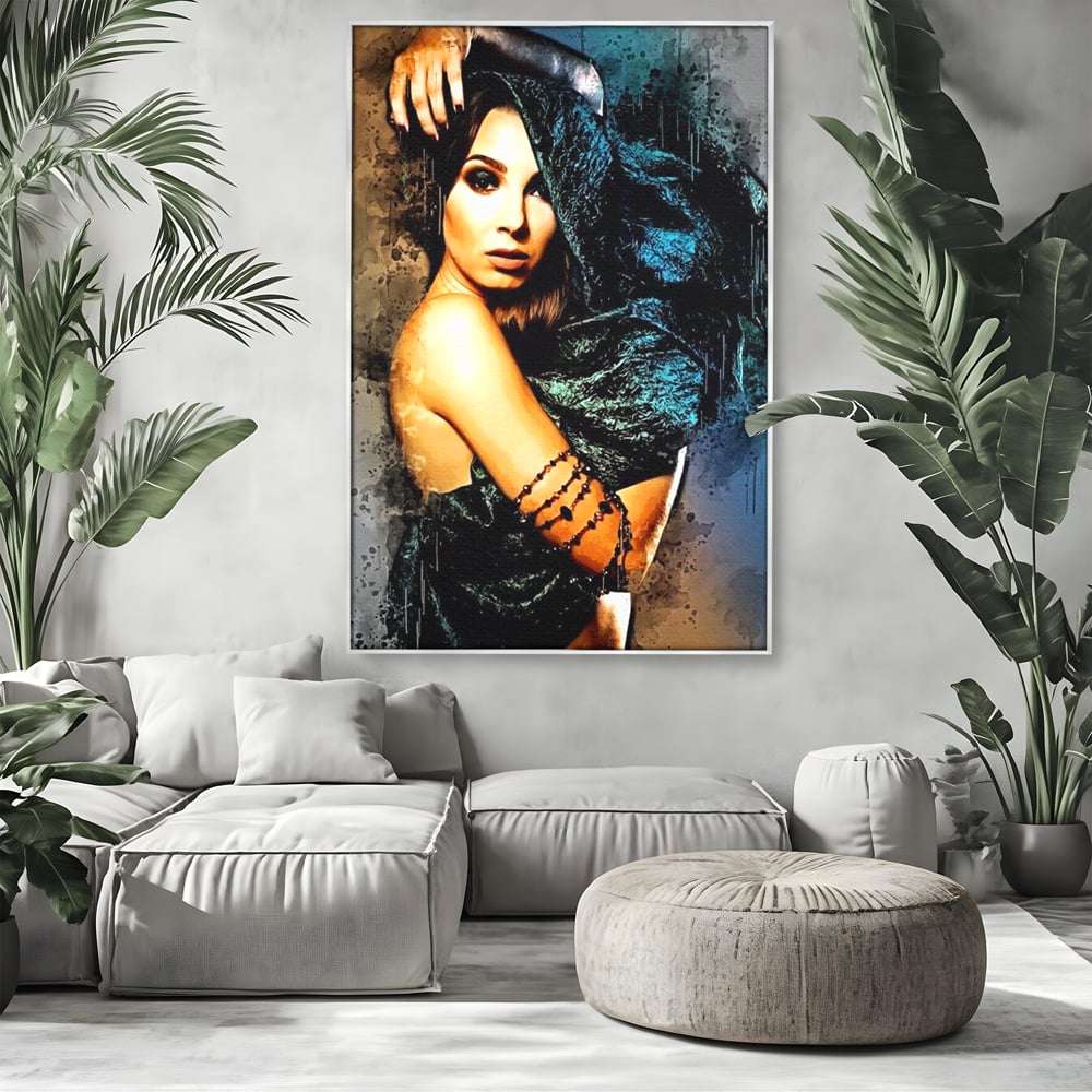 Tablou Canvas Premium, LuxCanva® G1089, Regina Intunecata, Umbre, Enigmatica, Taina, Privire, Dramatism, Mister, Sexy, Negru, Living, Dormitor