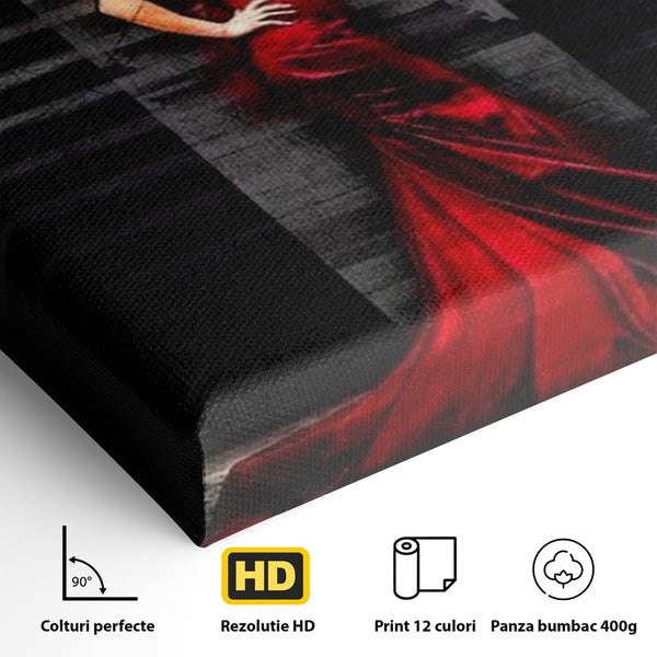 Leinwand Wandkunst Canvas Premium, LuxCanva® G1090, Eine Diva in Rot, Kleid, Rot, Nacht, Verführung, Königin, Nacht, Date, Mode, Wohnen, Schlafzimmer
