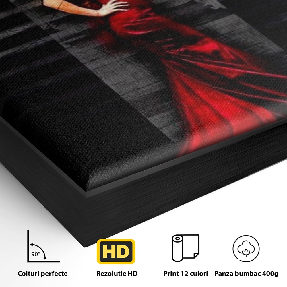 Leinwand Wandkunst Canvas Premium, LuxCanva® G1090, Eine Diva in Rot, Kleid, Rot, Nacht, Verführung, Königin, Nacht, Date, Mode, Wohnen, Schlafzimmer