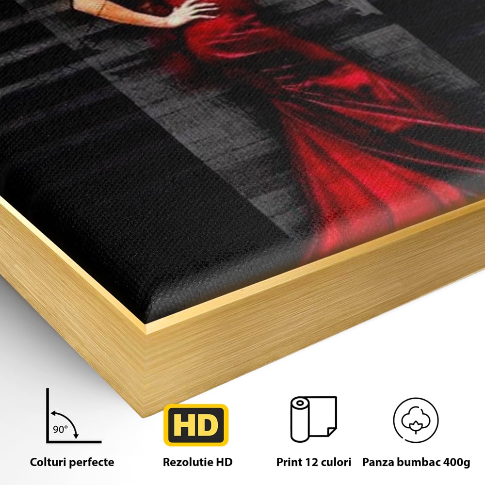 Leinwand Wandkunst Canvas Premium, LuxCanva® G1090, Eine Diva in Rot, Kleid, Rot, Nacht, Verführung, Königin, Nacht, Date, Mode, Wohnen, Schlafzimmer