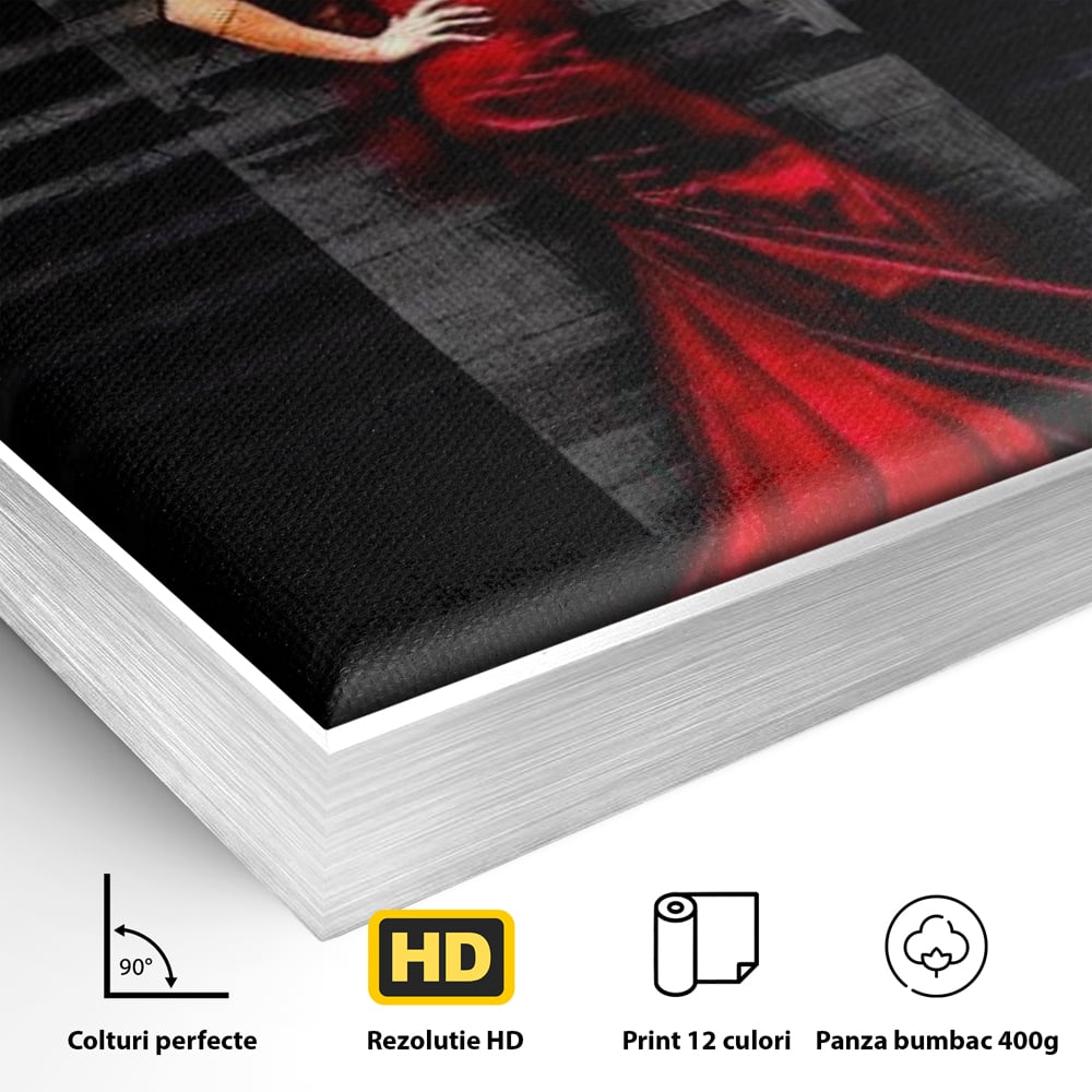 Leinwand Wandkunst Canvas Premium, LuxCanva® G1090, Eine Diva in Rot, Kleid, Rot, Nacht, Verführung, Königin, Nacht, Date, Mode, Wohnen, Schlafzimmer