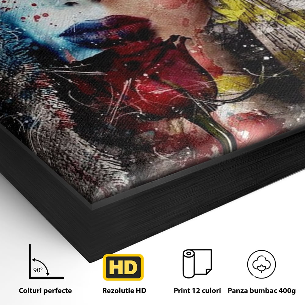 Tablou Canvas Premium, LuxCanva® G1091, Taina Unei Priviri, Trandafir, Ganduri, Privire, Expresie, Femeie, Revista, Pictura, Expozitie, Arta, Living, Dormitor