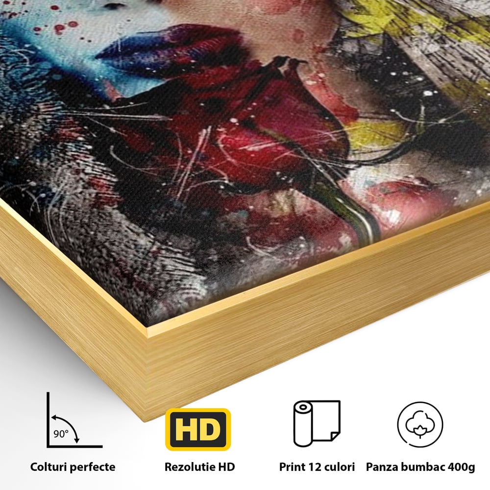 Tablou Canvas Premium, LuxCanva® G1091, Taina Unei Priviri, Trandafir, Ganduri, Privire, Expresie, Femeie, Revista, Pictura, Expozitie, Arta, Living, Dormitor