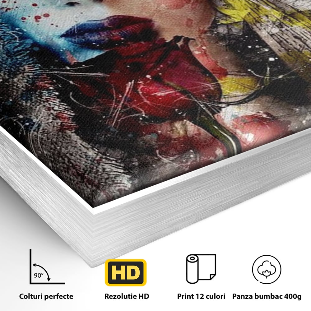 Tablou Canvas Premium, LuxCanva® G1091, Taina Unei Priviri, Trandafir, Ganduri, Privire, Expresie, Femeie, Revista, Pictura, Expozitie, Arta, Living, Dormitor