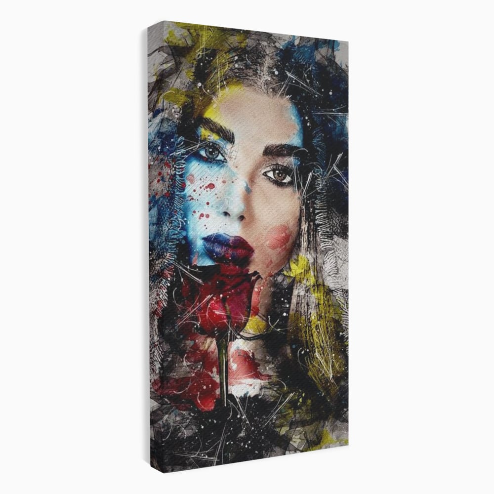 Tablou Canvas Premium, LuxCanva® G1091, Taina Unei Priviri, Trandafir, Ganduri, Privire, Expresie, Femeie, Revista, Pictura, Expozitie, Arta, Living, Dormitor