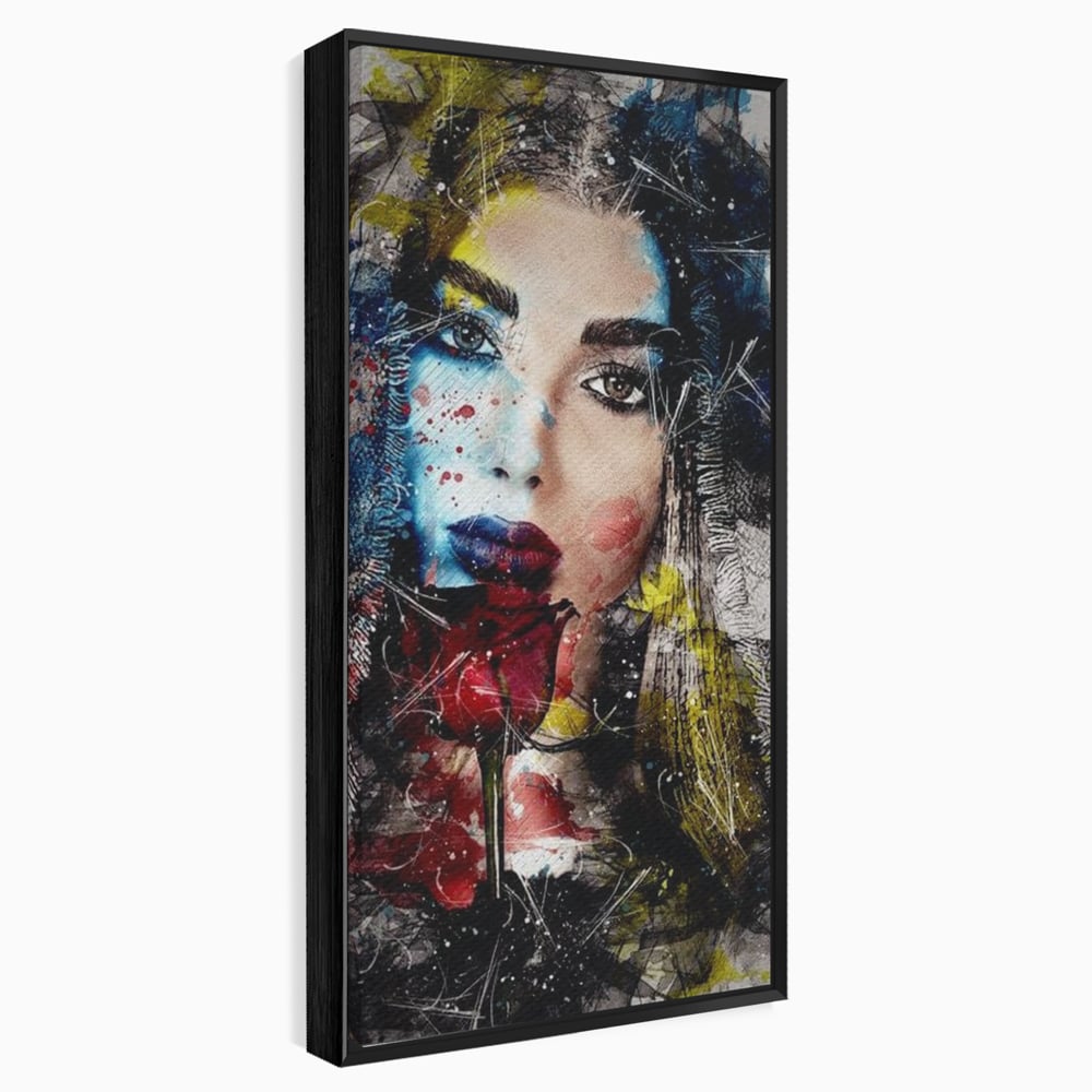 Tablou Canvas Premium, LuxCanva® G1091, Taina Unei Priviri, Trandafir, Ganduri, Privire, Expresie, Femeie, Revista, Pictura, Expozitie, Arta, Living, Dormitor
