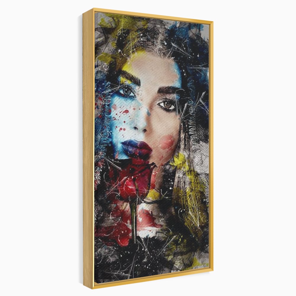 Tablou Canvas Premium, LuxCanva® G1091, Taina Unei Priviri, Trandafir, Ganduri, Privire, Expresie, Femeie, Revista, Pictura, Expozitie, Arta, Living, Dormitor