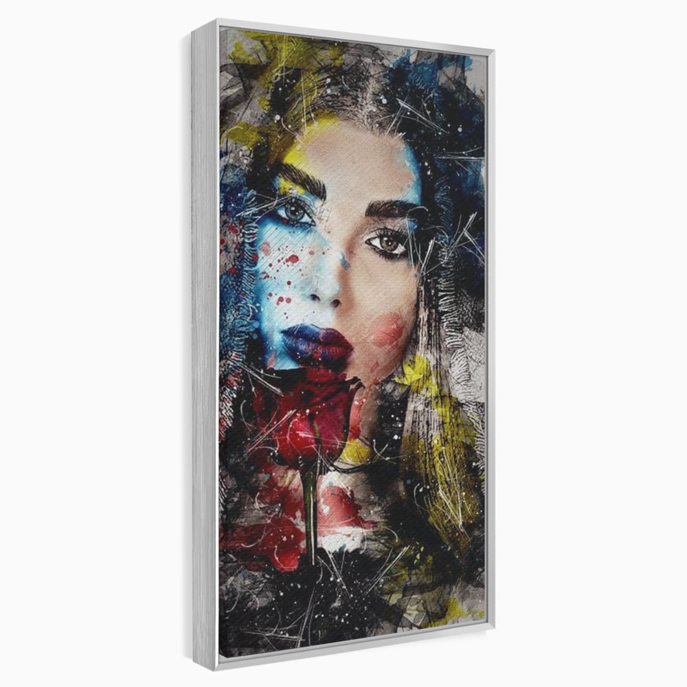 Tablou Canvas Premium, LuxCanva® G1091, Taina Unei Priviri, Trandafir, Ganduri, Privire, Expresie, Femeie, Revista, Pictura, Expozitie, Arta, Living, Dormitor