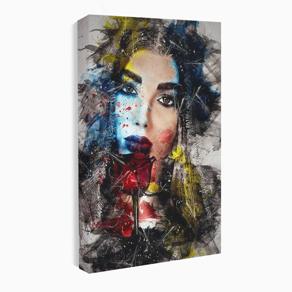 Tablou Canvas Premium, LuxCanva® G1091, Taina Unei Priviri, Trandafir, Ganduri, Privire, Expresie, Femeie, Revista, Pictura, Expozitie, Arta, Living, Dormitor