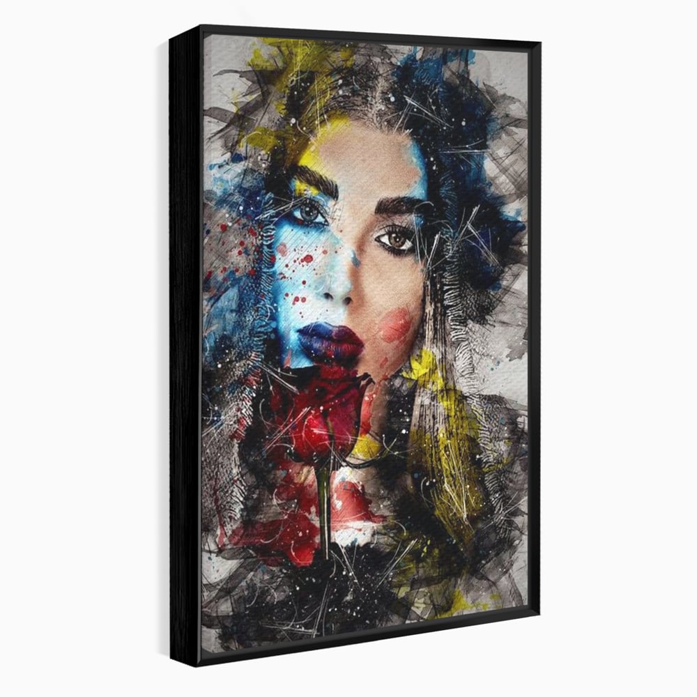Tablou Canvas Premium, LuxCanva® G1091, Taina Unei Priviri, Trandafir, Ganduri, Privire, Expresie, Femeie, Revista, Pictura, Expozitie, Arta, Living, Dormitor