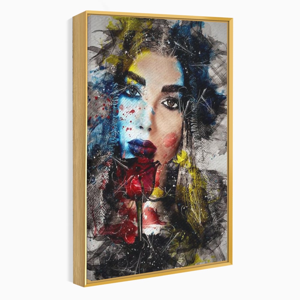 Tablou Canvas Premium, LuxCanva® G1091, Taina Unei Priviri, Trandafir, Ganduri, Privire, Expresie, Femeie, Revista, Pictura, Expozitie, Arta, Living, Dormitor