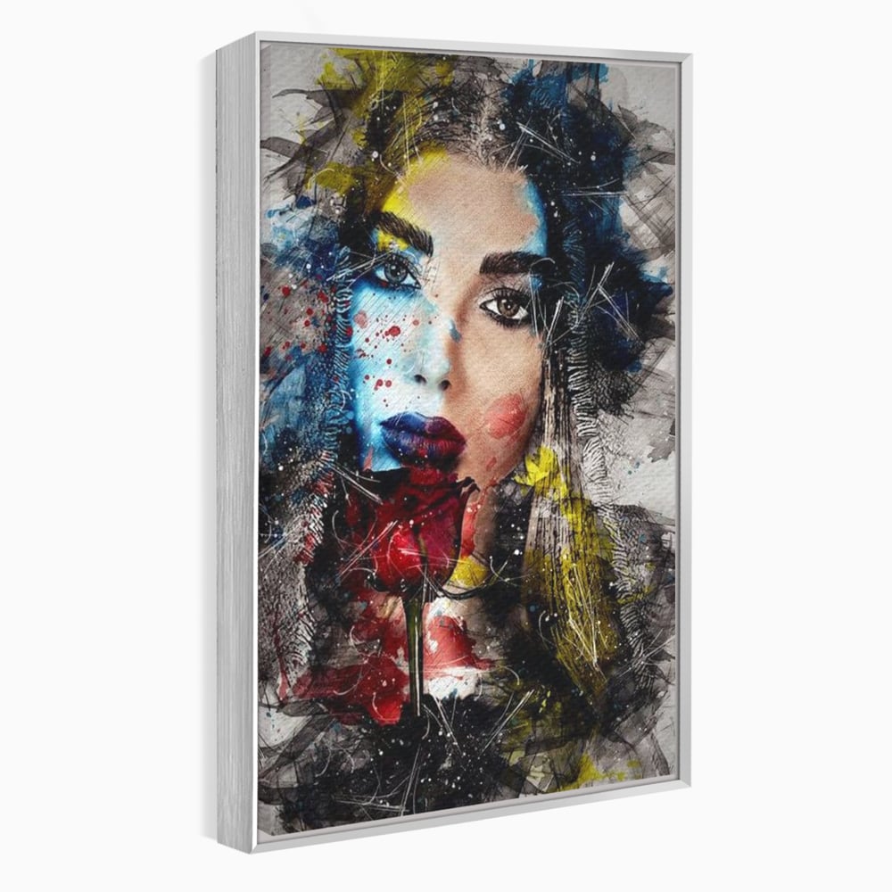 Tablou Canvas Premium, LuxCanva® G1091, Taina Unei Priviri, Trandafir, Ganduri, Privire, Expresie, Femeie, Revista, Pictura, Expozitie, Arta, Living, Dormitor
