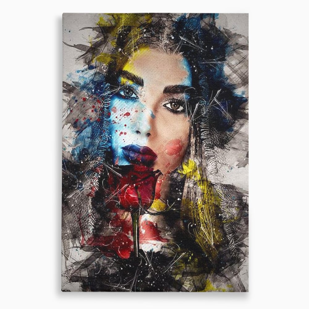 Tablou Canvas Premium, LuxCanva® G1091, Taina Unei Priviri, Trandafir, Ganduri, Privire, Expresie, Femeie, Revista, Pictura, Expozitie, Arta, Living, Dormitor
