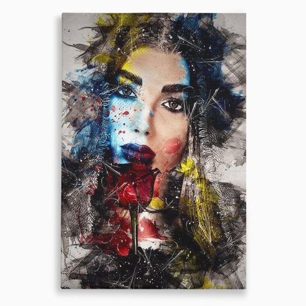Tablou Canvas Premium, LuxCanva® G1091, Taina Unei Priviri, Trandafir, Ganduri, Privire, Expresie, Femeie, Revista, Pictura, Expozitie, Arta, Living, Dormitor