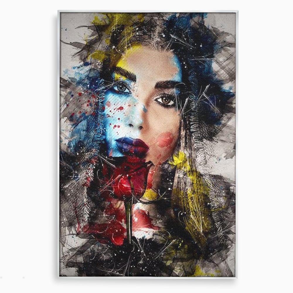 Tablou Canvas Premium, LuxCanva® G1091, Taina Unei Priviri, Trandafir, Ganduri, Privire, Expresie, Femeie, Revista, Pictura, Expozitie, Arta, Living, Dormitor
