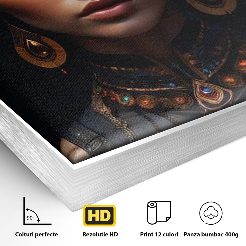 Tablou Canvas Premium, LuxCanva® G1092, Femeia Oracol, Mistic, Regalitate, Frumusete, Enigma, Sacralitate, Aur, Safir, Fantasmic, Living, Dormitor