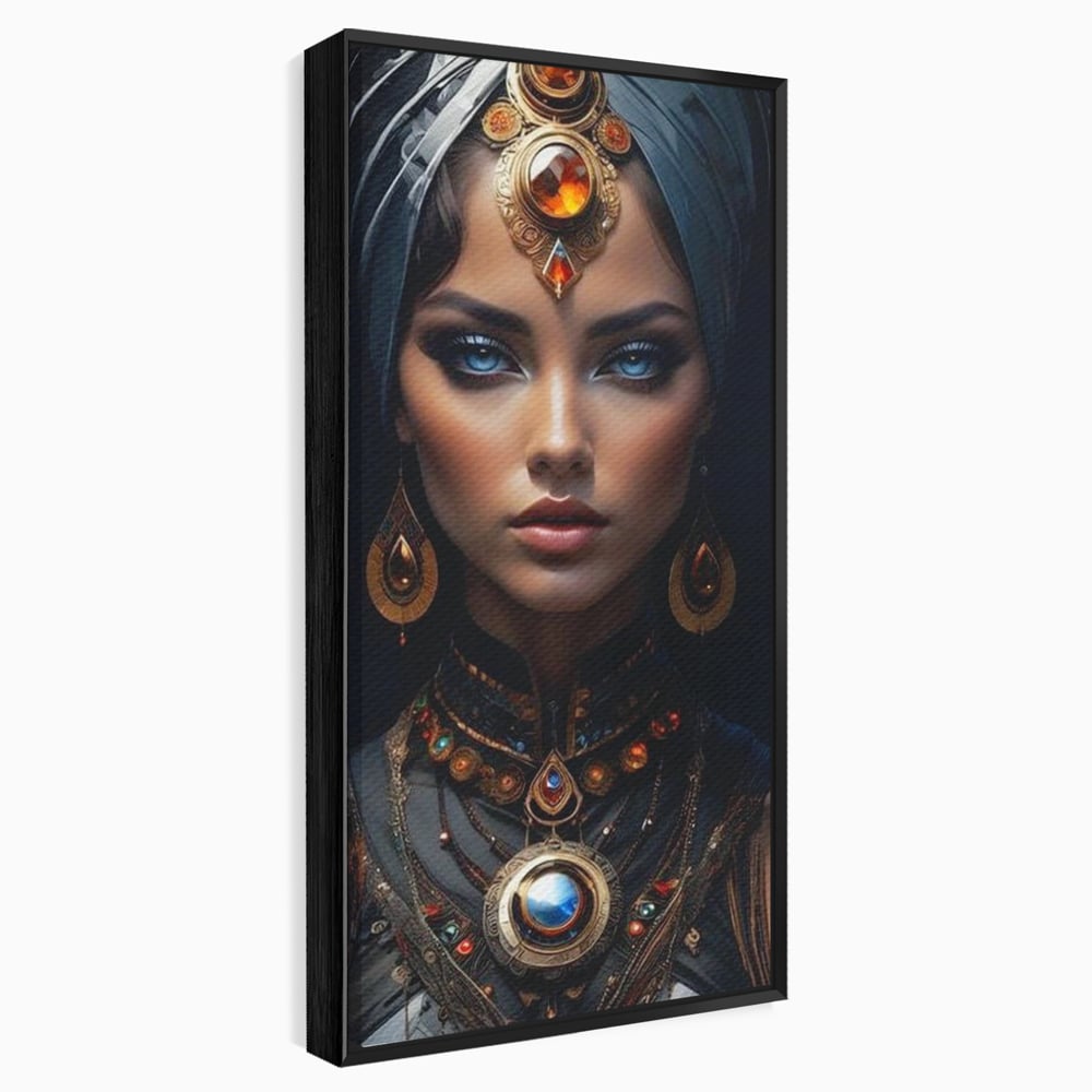 Tablou Canvas Premium, LuxCanva® G1092, Femeia Oracol, Mistic, Regalitate, Frumusete, Enigma, Sacralitate, Aur, Safir, Fantasmic, Living, Dormitor
