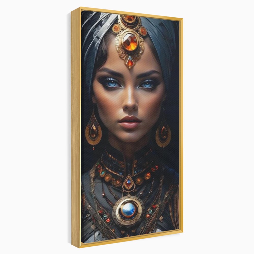 Tablou Canvas Premium, LuxCanva® G1092, Femeia Oracol, Mistic, Regalitate, Frumusete, Enigma, Sacralitate, Aur, Safir, Fantasmic, Living, Dormitor