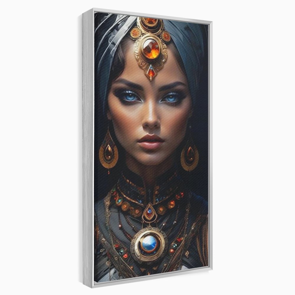 Tablou Canvas Premium, LuxCanva® G1092, Femeia Oracol, Mistic, Regalitate, Frumusete, Enigma, Sacralitate, Aur, Safir, Fantasmic, Living, Dormitor