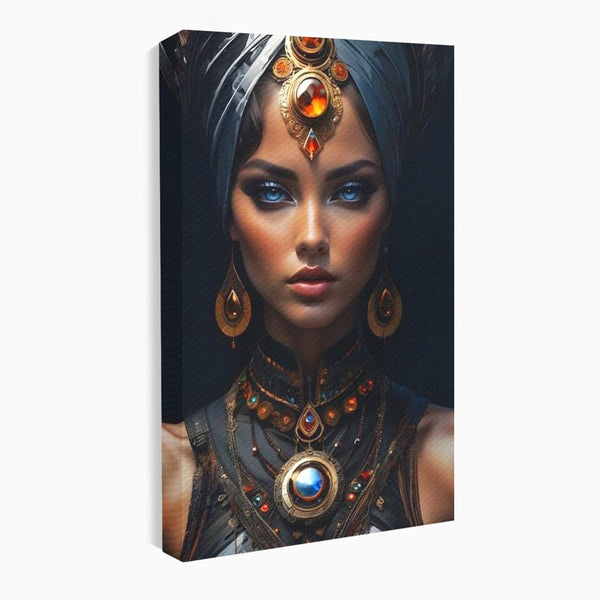 Tablou Canvas Premium, LuxCanva® G1092, Femeia Oracol, Mistic, Regalitate, Frumusete, Enigma, Sacralitate, Aur, Safir, Fantasmic, Living, Dormitor