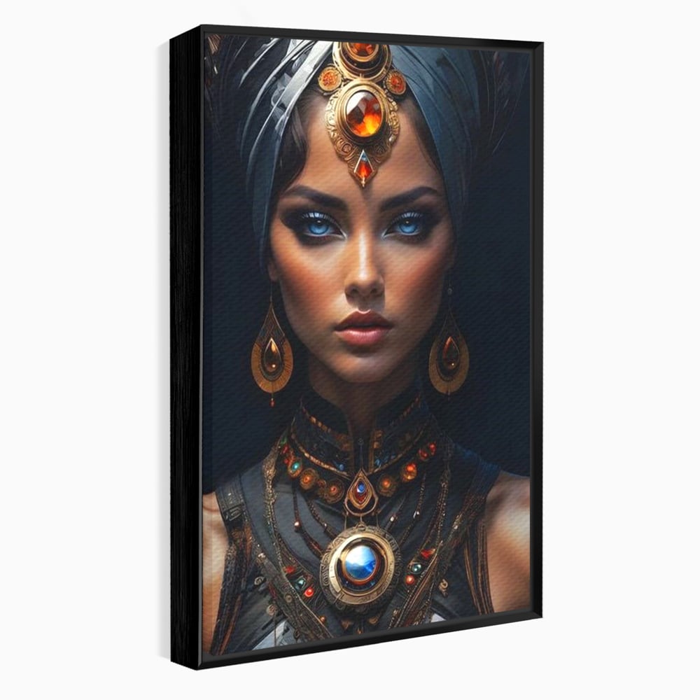 Tablou Canvas Premium, LuxCanva® G1092, Femeia Oracol, Mistic, Regalitate, Frumusete, Enigma, Sacralitate, Aur, Safir, Fantasmic, Living, Dormitor