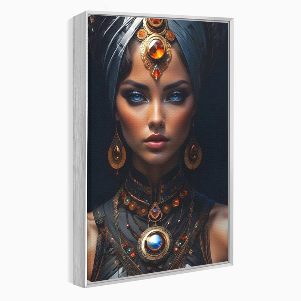 Tablou Canvas Premium, LuxCanva® G1092, Femeia Oracol, Mistic, Regalitate, Frumusete, Enigma, Sacralitate, Aur, Safir, Fantasmic, Living, Dormitor