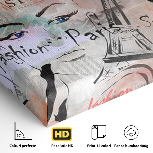Tablou Canvas Premium, LuxCanva® G1093, Metropola Modei, Cosmopolit, Paris, Londra, Fashion, Stil, Urban, Arta, Capitale, Vise, Living, Dormitor