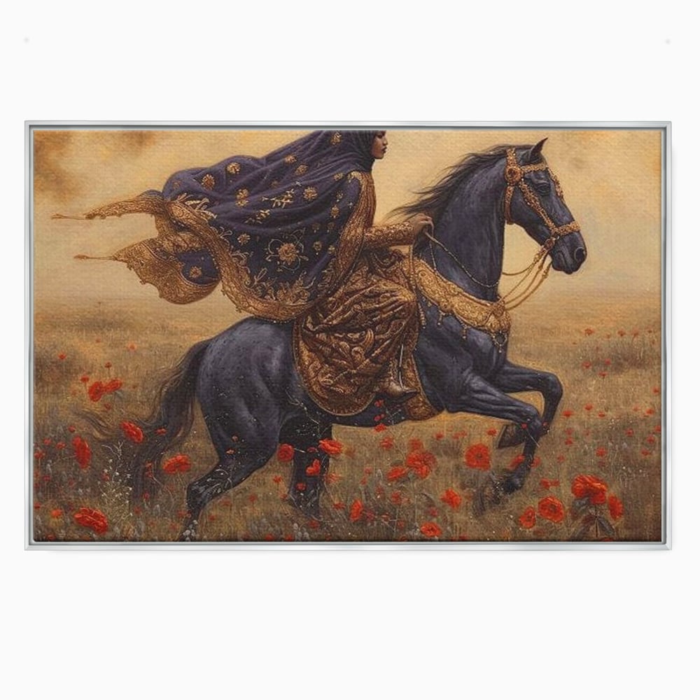 Leinwand Wandkunst Canvas Premium, LuxCanva® G1095, Galopp durch den Maci, Episch, Freiheit, Armasar, Maci, Orientalisch, Prinzessin, Reisen, Wind, Wohnen, Schlafzimmer