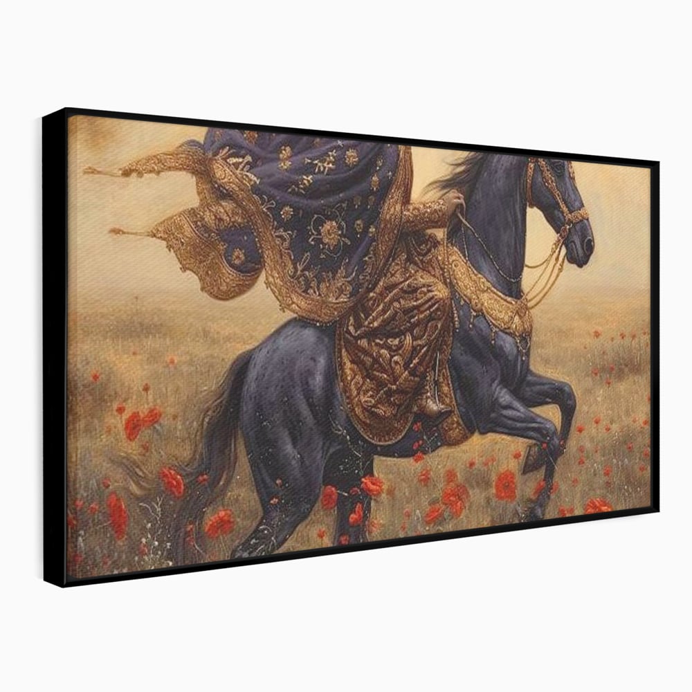 Leinwand Wandkunst Canvas Premium, LuxCanva® G1095, Galopp durch den Maci, Episch, Freiheit, Armasar, Maci, Orientalisch, Prinzessin, Reisen, Wind, Wohnen, Schlafzimmer