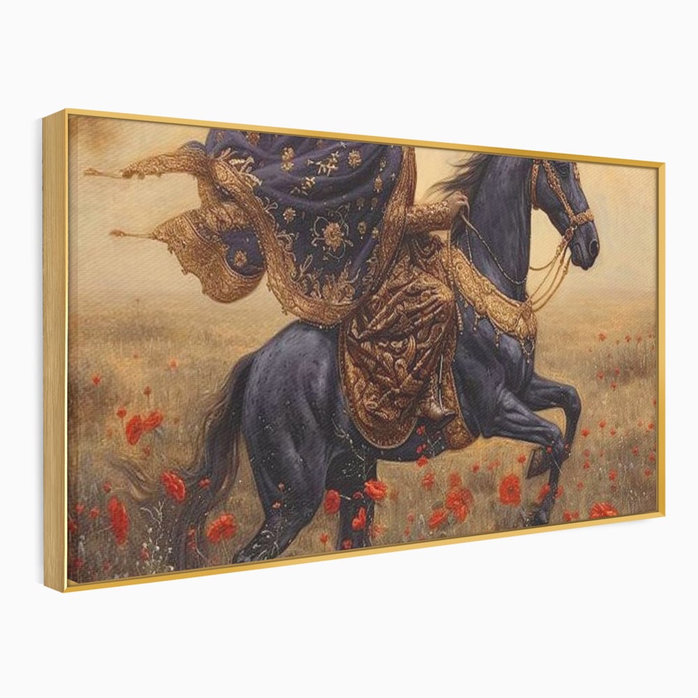 Leinwand Wandkunst Canvas Premium, LuxCanva® G1095, Galopp durch den Maci, Episch, Freiheit, Armasar, Maci, Orientalisch, Prinzessin, Reisen, Wind, Wohnen, Schlafzimmer