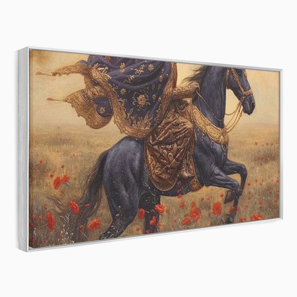 Leinwand Wandkunst Canvas Premium, LuxCanva® G1095, Galopp durch den Maci, Episch, Freiheit, Armasar, Maci, Orientalisch, Prinzessin, Reisen, Wind, Wohnen, Schlafzimmer