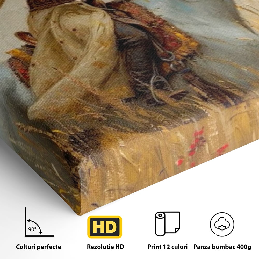 Tablou Canvas Premium, LuxCanva® G1096, Spirit Calator, Lumina, Cal, Galop, Grane, Pustie, Camp, Aur, Spirit, Oriental, Evadare, Living, Dormitor