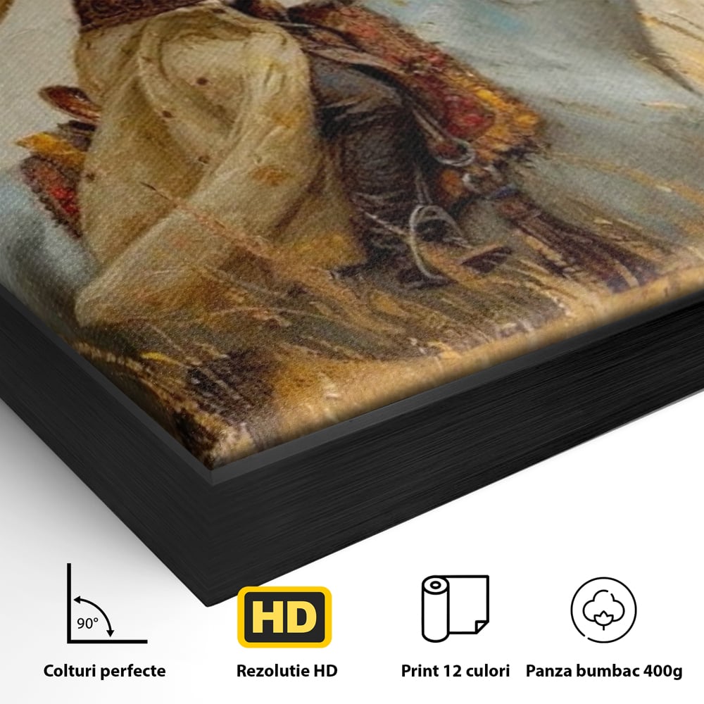 Tablou Canvas Premium, LuxCanva® G1096, Spirit Calator, Lumina, Cal, Galop, Grane, Pustie, Camp, Aur, Spirit, Oriental, Evadare, Living, Dormitor