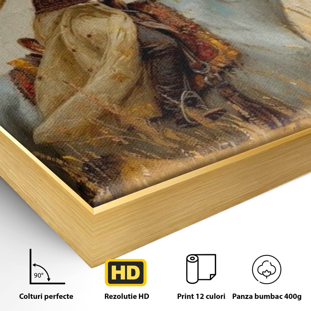 Tablou Canvas Premium, LuxCanva® G1096, Spirit Calator, Lumina, Cal, Galop, Grane, Pustie, Camp, Aur, Spirit, Oriental, Evadare, Living, Dormitor