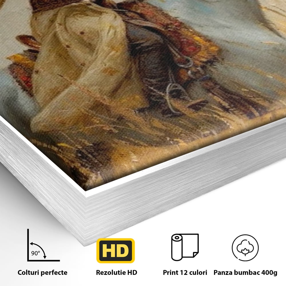 Tablou Canvas Premium, LuxCanva® G1096, Spirit Calator, Lumina, Cal, Galop, Grane, Pustie, Camp, Aur, Spirit, Oriental, Evadare, Living, Dormitor