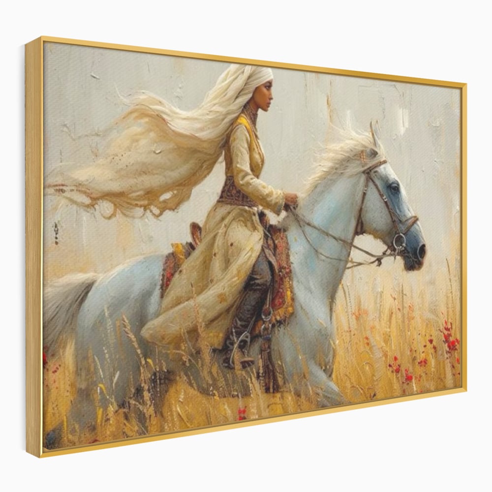 Tablou Canvas Premium, LuxCanva® G1096, Spirit Calator, Lumina, Cal, Galop, Grane, Pustie, Camp, Aur, Spirit, Oriental, Evadare, Living, Dormitor