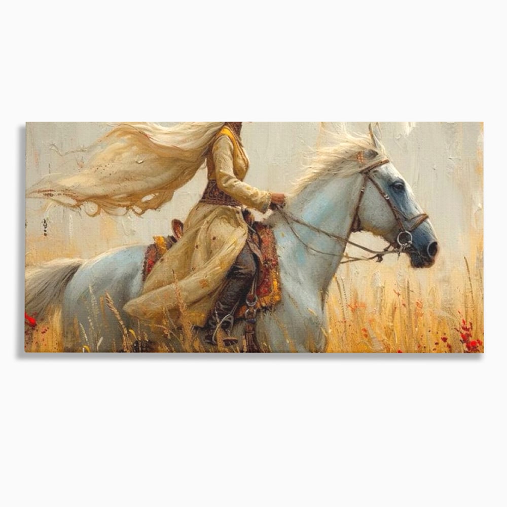 Tablou Canvas Premium, LuxCanva® G1096, Spirit Calator, Lumina, Cal, Galop, Grane, Pustie, Camp, Aur, Spirit, Oriental, Evadare, Living, Dormitor