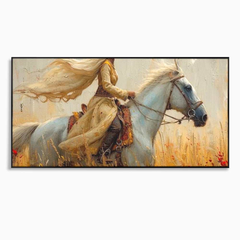 Tablou Canvas Premium, LuxCanva® G1096, Spirit Calator, Lumina, Cal, Galop, Grane, Pustie, Camp, Aur, Spirit, Oriental, Evadare, Living, Dormitor
