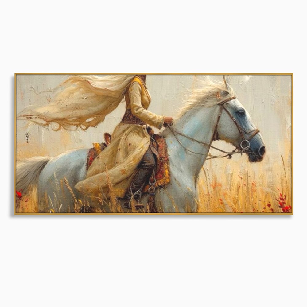 Tablou Canvas Premium, LuxCanva® G1096, Spirit Calator, Lumina, Cal, Galop, Grane, Pustie, Camp, Aur, Spirit, Oriental, Evadare, Living, Dormitor