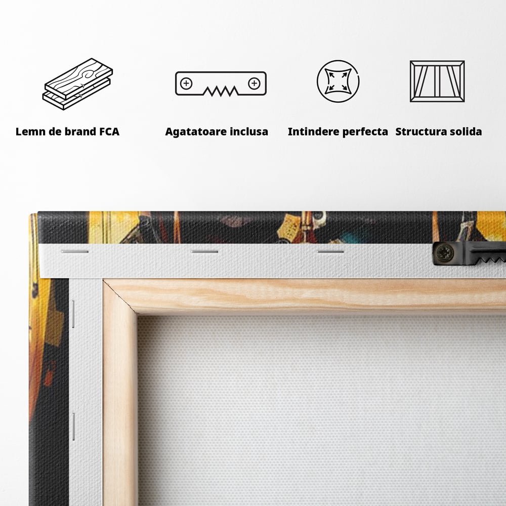 Tablou Canvas Premium, LuxCanva® G1098, Fata Viitorului, Privire, Cyber, Galben, Ochelari, Casti, Urban, Galactic, Avangardist, Living, Dormitor