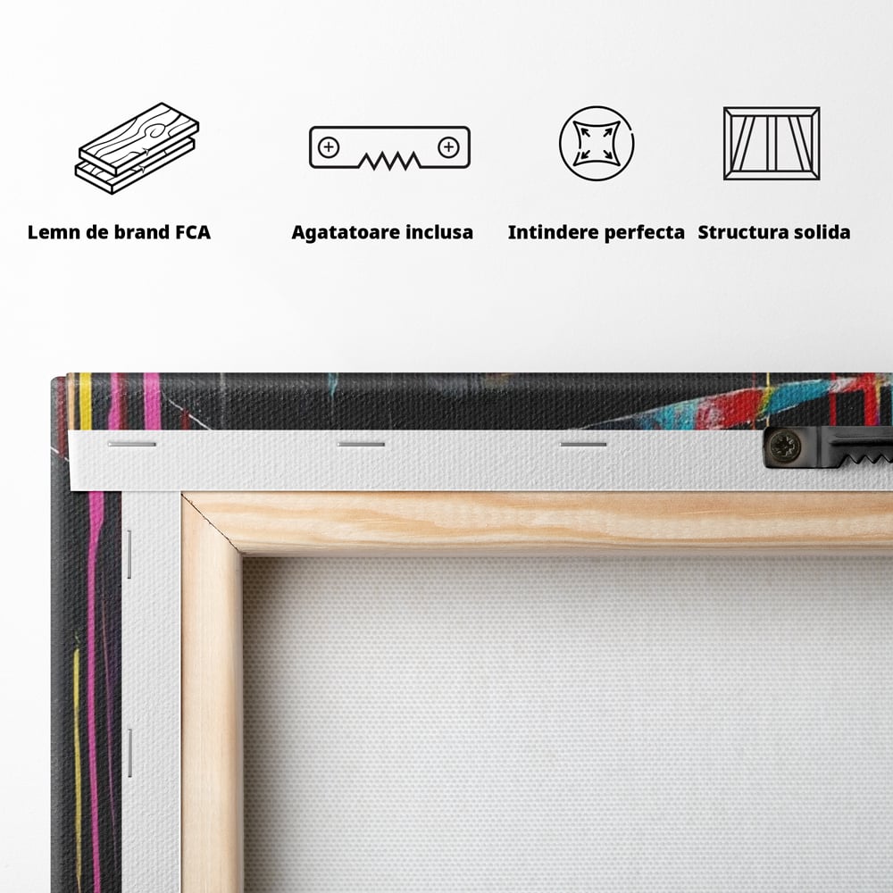 Leinwand Premium Canvas Wandbilder, LuxCanva® G1099, Farbe Drama, Glam, Neon, Lippen, Rot, Exzentrisch, Grazien, Hut, Hut, Portrait, Feminismus, Wohnen, Schlafzimmer
