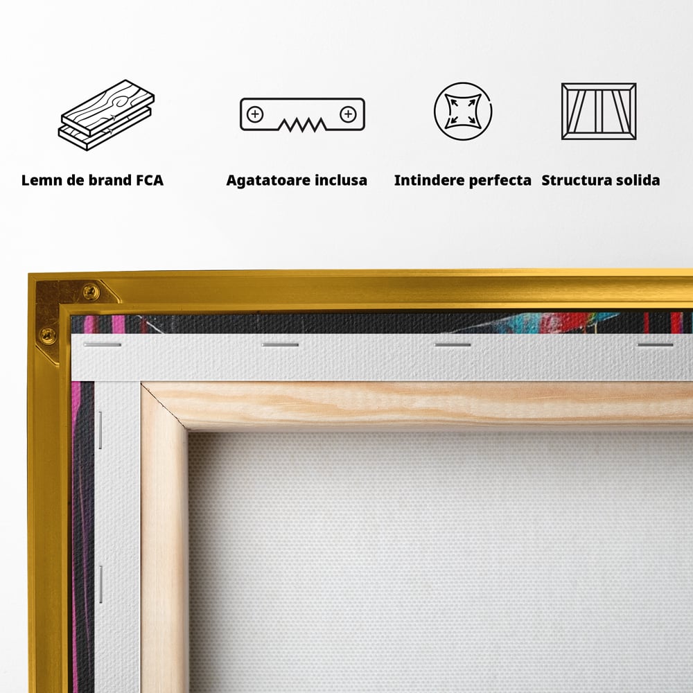 Leinwand Premium Canvas Wandbilder, LuxCanva® G1099, Farbe Drama, Glam, Neon, Lippen, Rot, Exzentrisch, Grazien, Hut, Hut, Portrait, Feminismus, Wohnen, Schlafzimmer