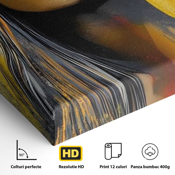 Tablou Canvas Premium, LuxCanva® G1100, Privirea Care Arde, Piele, Aur, Umbre, Soare, Stralucire, Rebela, Fashion, Art, Vara, Living, Dormitor