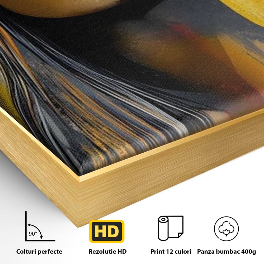 Tablou Canvas Premium, LuxCanva® G1100, Privirea Care Arde, Piele, Aur, Umbre, Soare, Stralucire, Rebela, Fashion, Art, Vara, Living, Dormitor